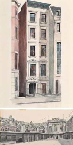2 Richard Haas Works on Paper, Architectural Studies
