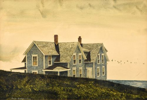 Doug Brega Watercolor Painting, Coastal Landscape
