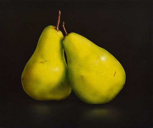 Large Tom Seghi Still Life Painting, Pair of Pears, 48"H