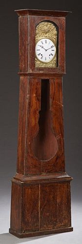 French Carved Pine Tall Case Clock, 19th c., the o