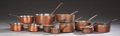 Group of Eleven French Graduated Copper Sauce Pans