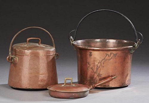 Group of Three French Copper Kitchen Items, 19th c