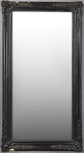 French Ebonized Gesso Overmantel Mirror, c. 1870,