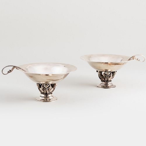 Two Georg Jensen Silver Tazza and Two Spoons