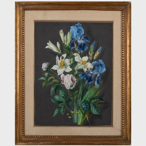 French School: Iris, Lilies and Roses