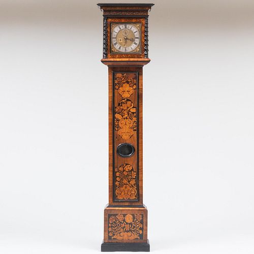 William and Mary Inlaid Walnut Ebonized Longcase Clock, John Fenton, London 