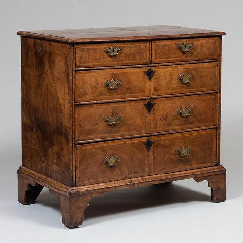 Queen Anne Inlaid Walnut Chest of Drawers
