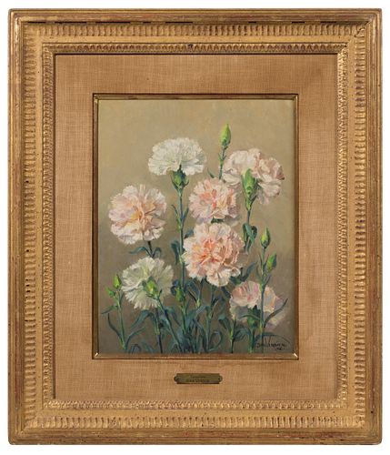 Jean Verdier (French, 1889-1976) 'Carnations' Oil on Board