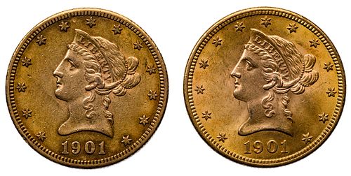1901 and 1901-S $10 Gold Coins