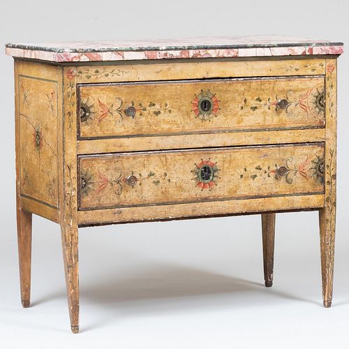 Italian Neoclassical Polychrome Painted Chest of Drawers