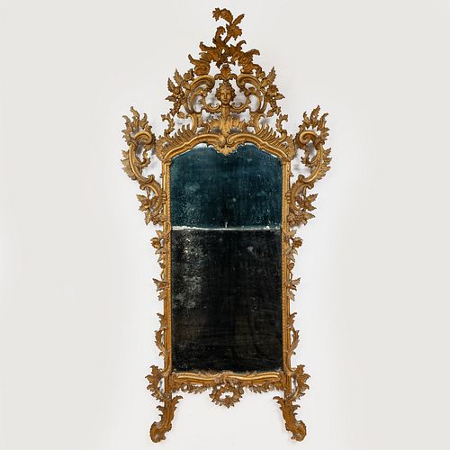 Fine Italian Carved Giltwood Mirror, Venetian