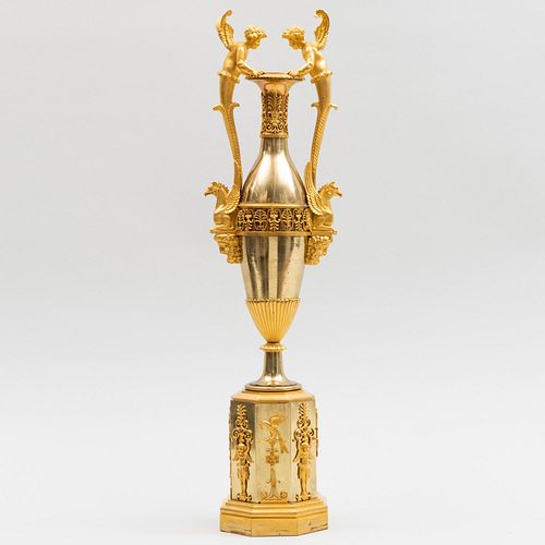 Fine Empire Ormolu Two Handled Vase, Attributed to Claude Galle