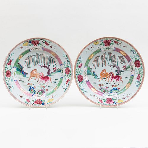 Pair of Chinese Famille Rose Chargers