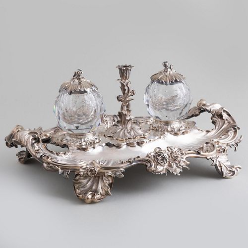 Victorian Silver and Cut Glass Presentation Standish