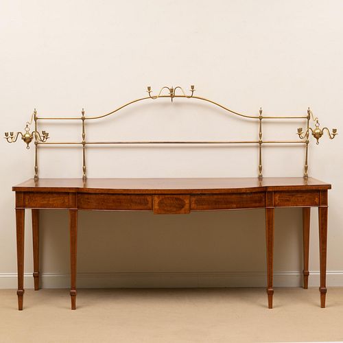 Large George III Brass-Mounted Inlaid Mahogany Bow-Front Sideboard 