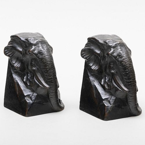 Pair of Gorham Bronze Elephant Form Bookends