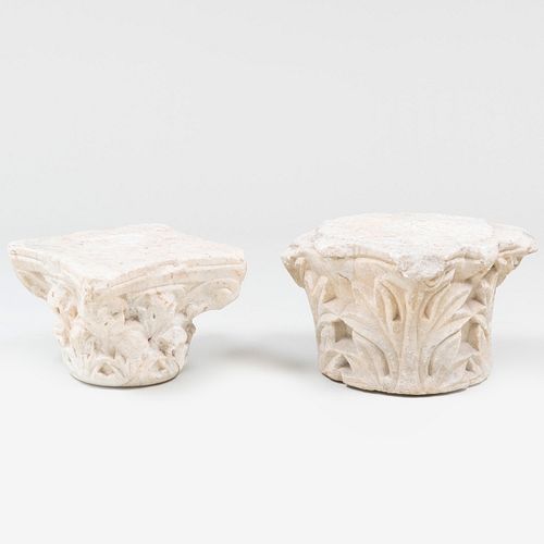 Two Carved Limestone Capitals
