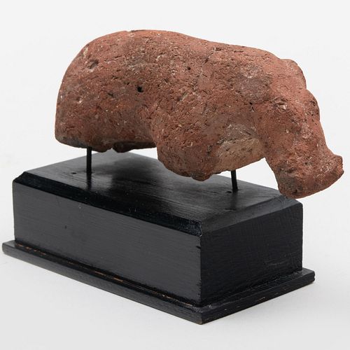 Egyptian Pottery Figure of a Hippopotamus on a Stand