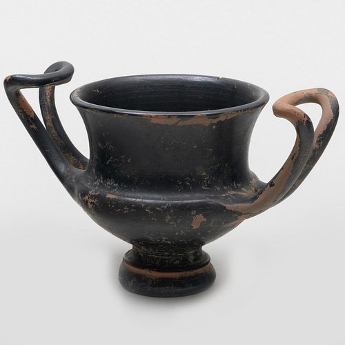 Etruscan Black Glazed Two Handled Urn