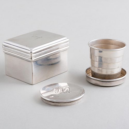 George III Silver Snuff Box and a Gorham Collapsible Travel Cup