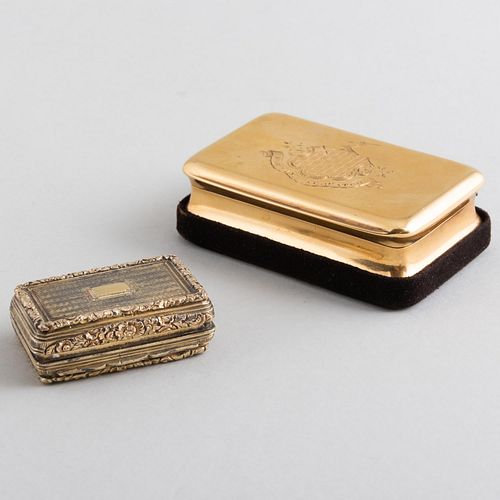 Irish Gold Presentation Snuff Box and a George IV Silver Gilt Vinaigrette