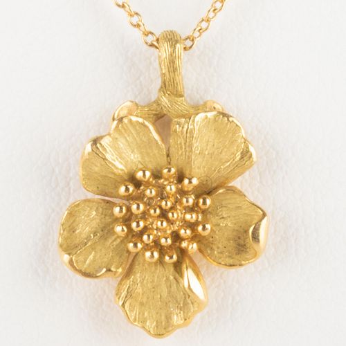 Tiffany & Co. 18k Gold Floral Pendant Necklace