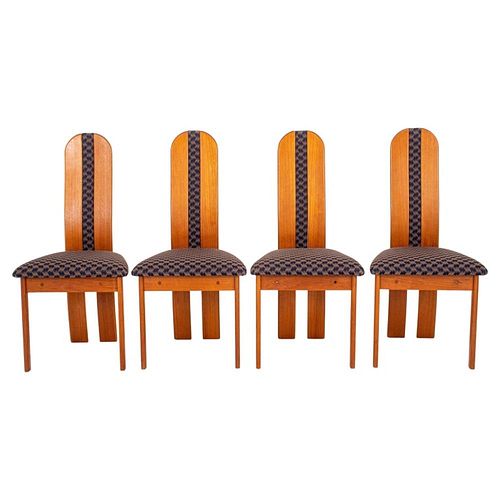 Danish Modern Upholstered Teak Dining Chairs, 4