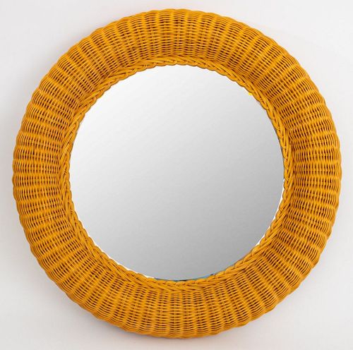 Wicker Framed Circular Mirror