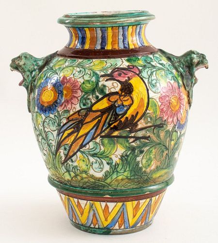 Z. Aretini Sgraftito Polychrome Maiolica Vase 1930