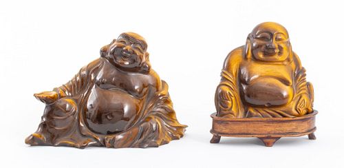 Chinese Carved Tiger's Eye Buddha Sculptures, 2
