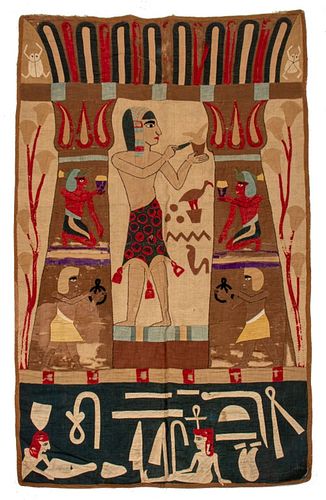 Egyptian Style Quilt of Man Making an Offering
