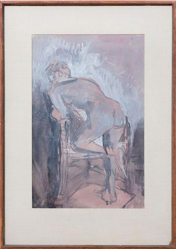 CONCETTA SCARAVAGLIONE (1900-1975): NUDE KNEELING ON A CHAIR