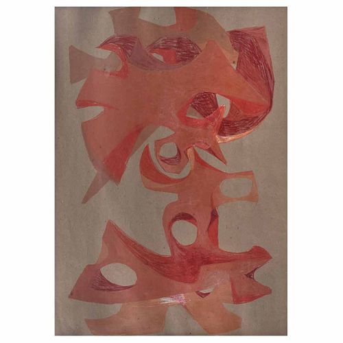 PEDRO CORONEL, Sin título, Firmado y fechado Mex 1970 al reverso, Pastel y lápices de color/cartoncillo, 69 x 49 cm, Constancia