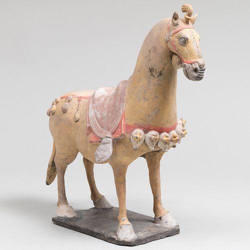 Chinese Painted Pottery Model of a Caparisoned Horse