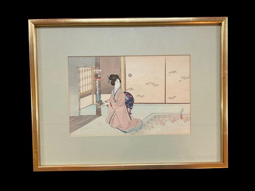A Beauty at New Years Print by Toshikata (1866-1908)