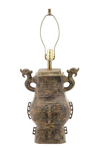Chinese Archaic Style Urn Table Lamp
