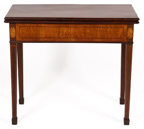 ANNAPOLIS, MARYLAND, ATTRIBUTED, INLAID MAHOGANY AND SATINWOOD CARD / GAMES TABLE