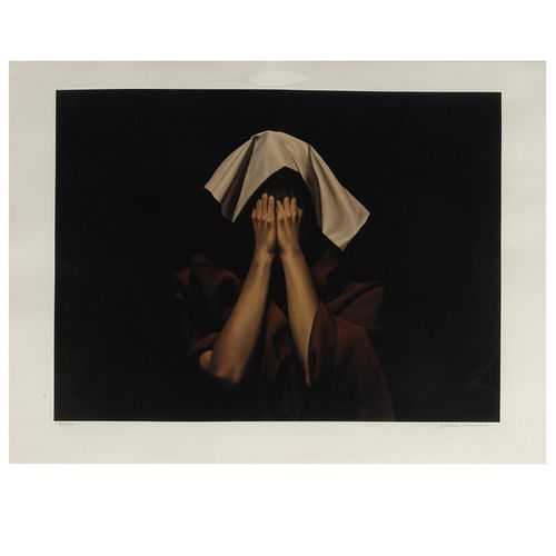 SANTIAGO CARBONELL (Quito, Ecuador, 1960 - ), María, manto blanco, Firmada Litografía offset 152 / 250, 38.5 x 52.3 cm / 48 x 64 cm...
