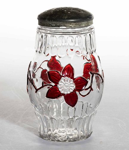 FLOWER AND PLEAT / CLEMATIS (OMN) - RUBY-STAINED SUGAR SHAKER