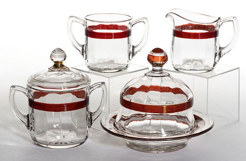 DUNCAN NO. 83 / TAVERN - RUBY-STAINED FOUR-PIECE TABLE SET