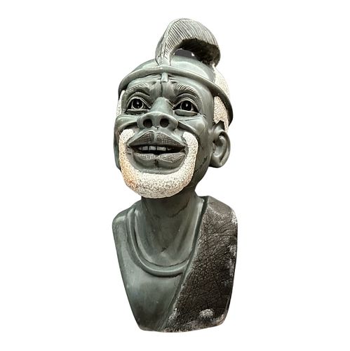 Eomore Chijumani Original Hand Carved African Male Shona Warrior Stone Bust Statue