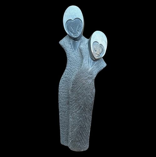 Hand Carved "Mother and Daughter" Stone Sculpture
