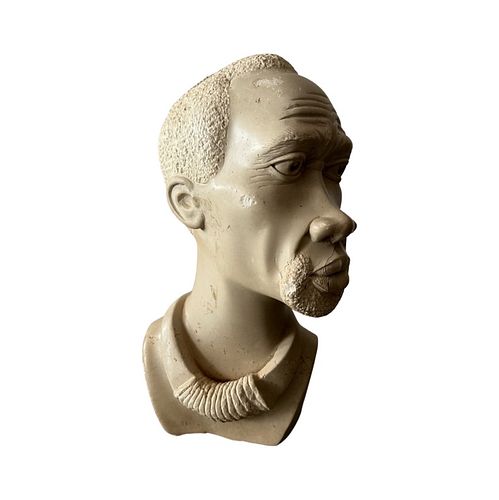Original Hand Carved African-American Stone Bust Statue