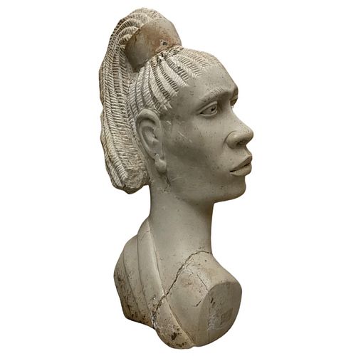 African Shona Hand Carved Stone Female Bust Sculpture