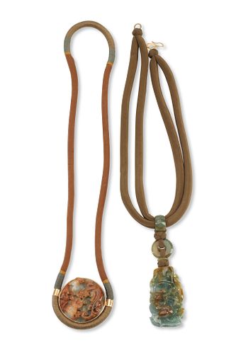 Two Pat Tseng carved jade necklaces