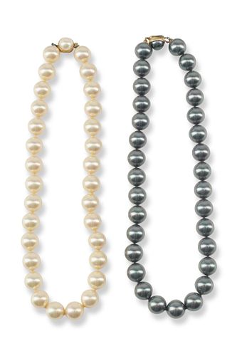 Two vintage Majorica faux pearl necklaces