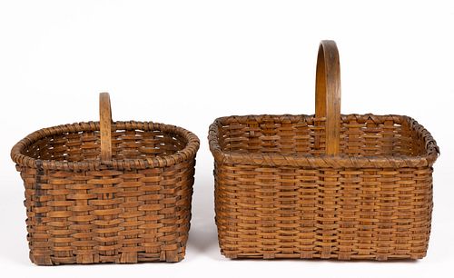 VIRGINIA STAVE-TYPE WOVEN-SPLINT BASKETS, LOT OF TWO