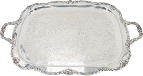 Silver On Copper Decorated Tray