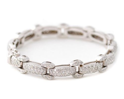 18k White Gold & Diamond Chain Link Bracelet