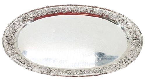 American Sterling Kirk Repousse Oval Tray, 7.4 ozt